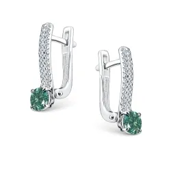 Cercei din argint cu Cubic Zirconia Incolor, Moissanite Verde