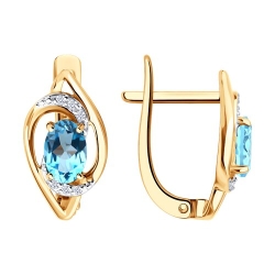 Cercei din aur roșu cu Cubic Zirconia Incolor, Topaz Swiss