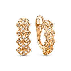 Cercei din aur roșu cu pietre Diamant