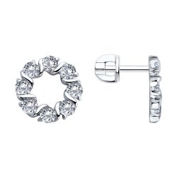 Cercei Pusete din argint  cu pietre Cubic Zirconia Incolor