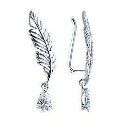 Серьги из серебра с камнями Фианит