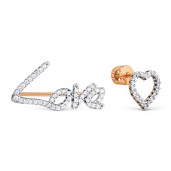 Cercei Pusete din aur roșu cu pietre Cubic Zirconia Incolor