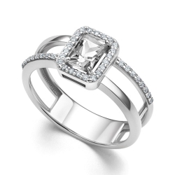 Inel din argint  cu pietre Cubic Zirconia Incolor, Cristal de munte