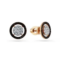 Cercei Pusete din aur roșu cu Diamant, Diamant negru