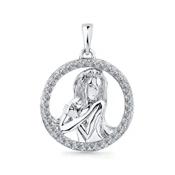Pandantiv din aur alb cu Cubic Zirconia Incolor