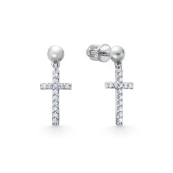 Cercei Pusete din aur alb cu pietre Diamant
