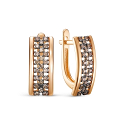 Cercei din aur roșu cu pietre Diamant Cognac