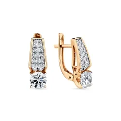 Cercei din aur roșu cu Cubic Zirconia Incolor