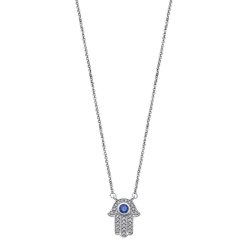 Colier din argint  cu pietre Cubic Zirconia Incolor, Cubic Zirconia Albastru Safir