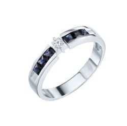 Inel din aur alb cu Diamant, Safir