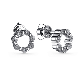 Серьги Пусеты из серебра с камнями Бриллиант
