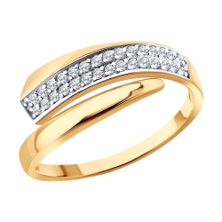 Inel din aur roșu cu pietre Cubic Zirconia Incolor