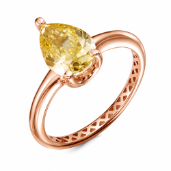 Inel din aur roșu cu pietre Cubic Zirconia Galben