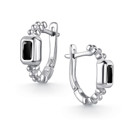 Cercei din argint  cu pietre Onix negru