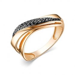 Inel din aur roșu cu pietre Diamant negru