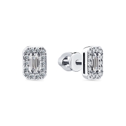 Cercei Pusete din aur alb cu pietre Diamant