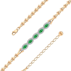 Brățară din aur roșu cu pietre Cubic Zirconia Incolor, Agat verde