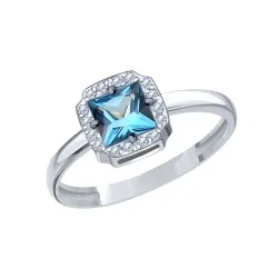Inel din aur alb cu Cubic Zirconia Incolor, Topaz London