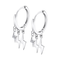 Cercei Creole din argint  cu pietre Cubic Zirconia Incolor