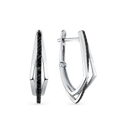 Cercei din aur alb cu pietre Cubic Zirconia Negru