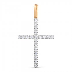 Cruce din aur roșu cu pietre Cubic Zirconia Incolor