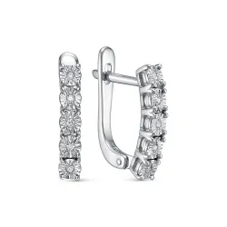 Серьги из белого золота с камнями Бриллиант