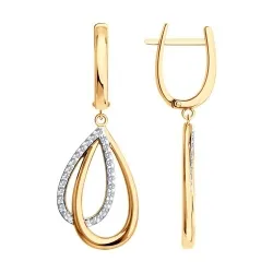 Cercei Suspendați din aur roșu cu Cubic Zirconia Incolor
