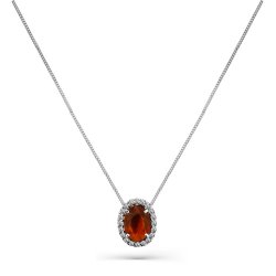 Colier din aur alb cu pietre Diamant, Spessartin rosu