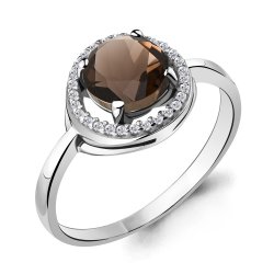 Inel din argint  cu pietre Cubic Zirconia Incolor, Cuarț fumuriu