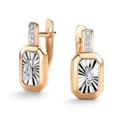 Cercei din aur roșu cu pietre Diamant