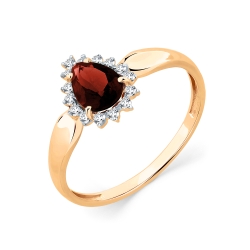 Inel din aur roșu cu pietre Cubic Zirconia Incolor, Granat sital