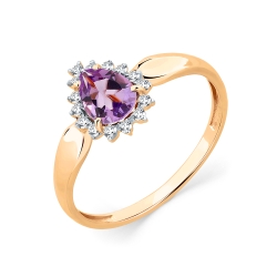 Inel din aur roșu cu pietre Cubic Zirconia Incolor, Ametist