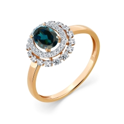Inel din aur roșu cu pietre Cubic Zirconia Incolor, Topaz London