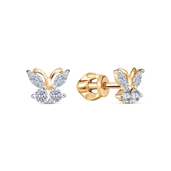 Cercei Pusete din aur roșu cu pietre Cubic Zirconia Incolor