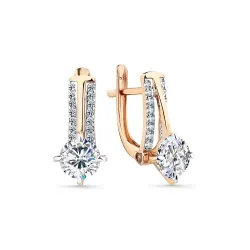Cercei din aur roșu cu Cubic Zirconia Incolor