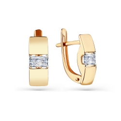 Cercei din aur roșu cu pietre Cubic Zirconia Incolor