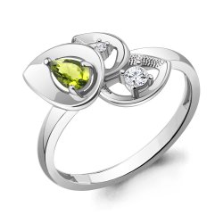 Inel din argint  cu pietre Cubic Zirconia Incolor, Crisolit