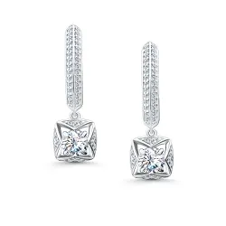 Cercei Suspendați din argint cu Cubic Zirconia Incolor, Moissanite