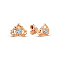 Cercei Pusete din aur roșu cu pietre Cubic Zirconia Albastru