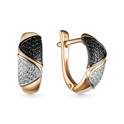 Cercei din aur roșu cu pietre Cubic Zirconia Incolor, Cubic Zirconia Negru