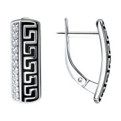 Cercei din argint cu Cubic Zirconia Incolor, Emailare
