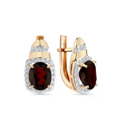 Cercei din aur roșu cu Cubic Zirconia Incolor, Granat