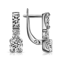 Серьги из серебра с камнями Фианит