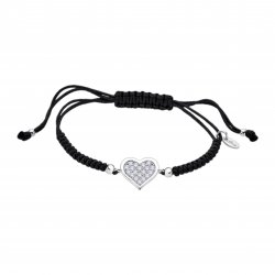 Brățară Love din argint  cu pietre Cubic Zirconia Incolor, Textil