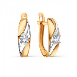 Cercei din aur roșu cu pietre Cubic Zirconia Incolor