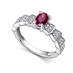 Inel din argint  cu pietre Cubic Zirconia Incolor, Rubin