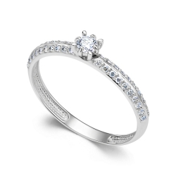 Inel din aur alb cu pietre Diamant