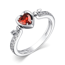 Кольцо из серебра с камнями Фианит Красный, Фианит