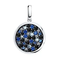 Pandantiv din argint cu Cubic Zirconia Incolor, Cubic Zirconia Albastru și Cubic Zirconia Albastru Safir