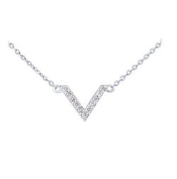 Colier din aur alb cu pietre Diamant